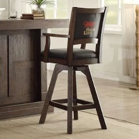 Miller High Life Barstool with Back and Arms